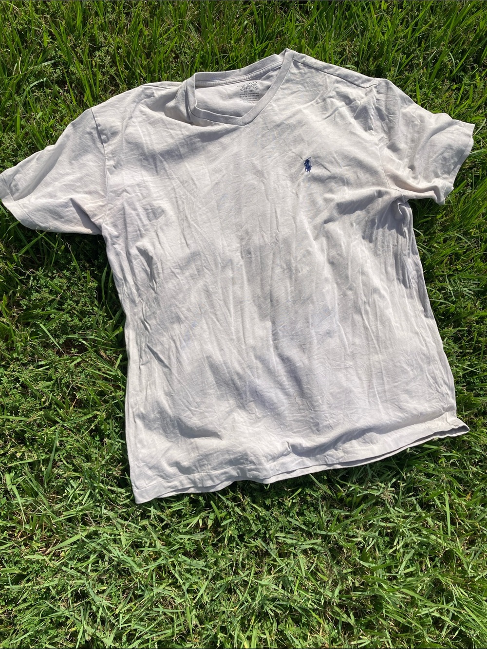 Ralph Lauren White V-Neck Short Sleeve Tee with Navy Pony